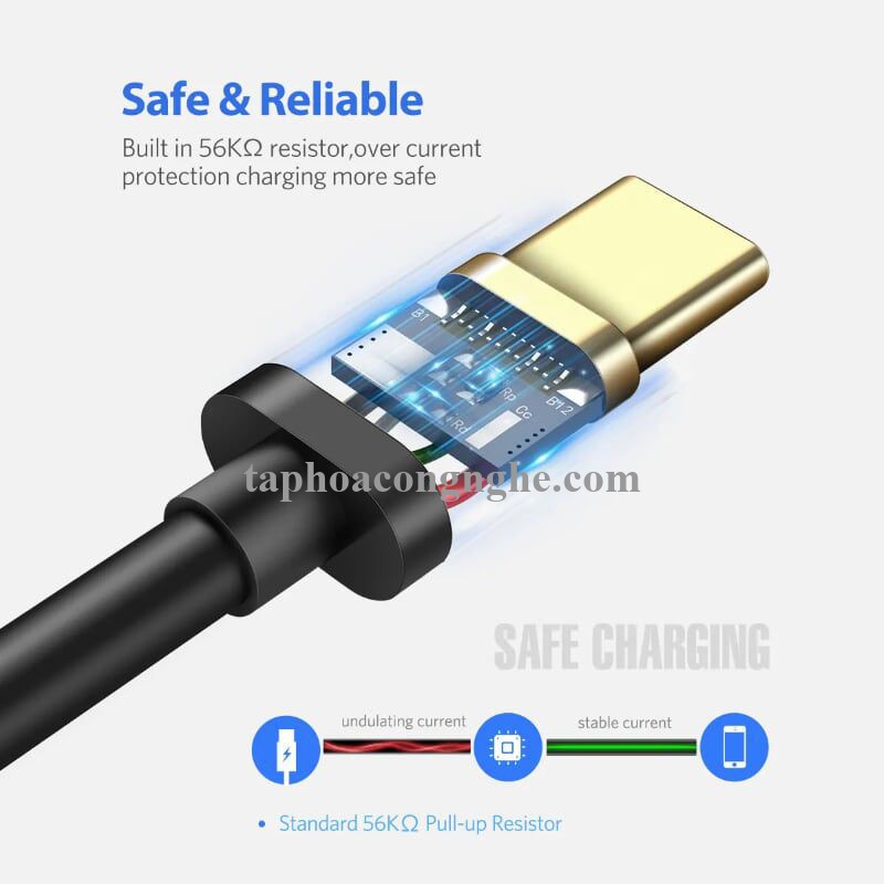 Ugreen 30532 0.5M màu Đen Cáp dữ liệu USB Type-C sang USB 3.0 truyền dữ liệu từ máy tính ra điện thoại US187 30030532